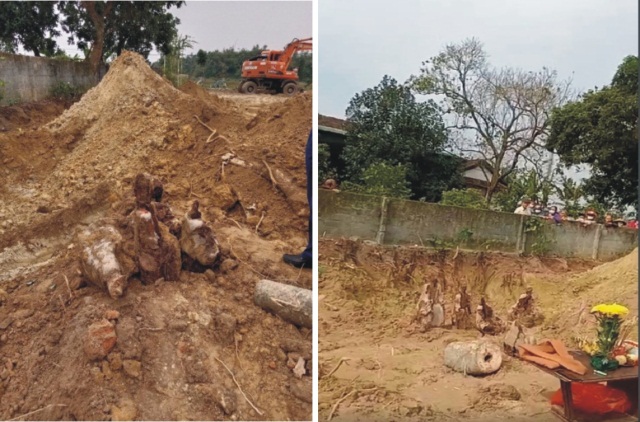 Hà Tĩnh: Đào móng nhà phát hiện 5 pho tượng gỗ tại khuôn viên chùa Cổ Lam xưa